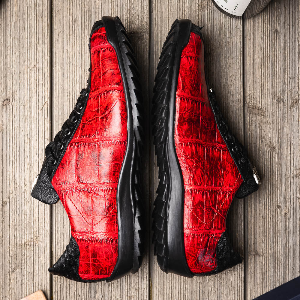 Marco Di Milano Saulo Alligator & Ostrich Sneakers Red / Black