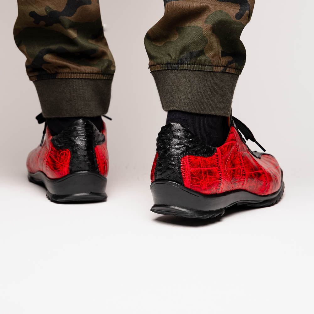 Marco Di Milano Saulo Alligator & Ostrich Sneakers Black Cherry