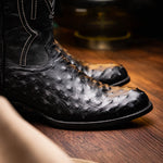 Marco Di Milano Savannah Ostrich Quill Round Toe Cowboy Boot Black
