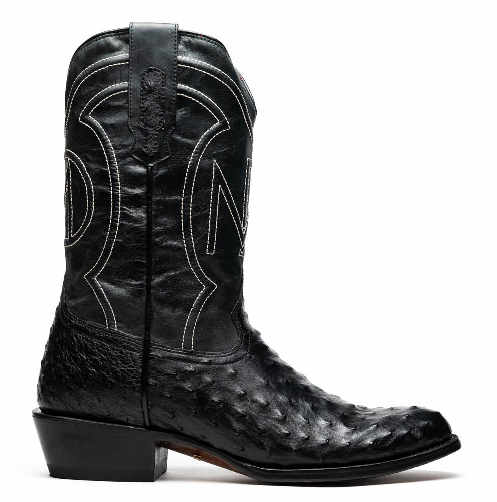 Marco Di Milano Savannah Ostrich Quill Round Toe Cowboy Boot Black