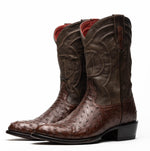 Marco Di Milano Savannah Ostrich Quill Round Toe Cowboy Boot Brown