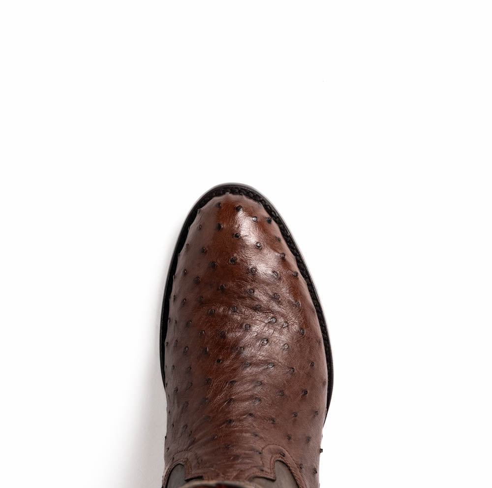 Marco Di Milano Savannah Ostrich Quill Round Toe Cowboy Boot Brown