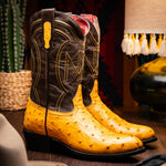 Marco Di Milano Savannah Ostrich Quill Round Toe Cowboy Boot Buttercup