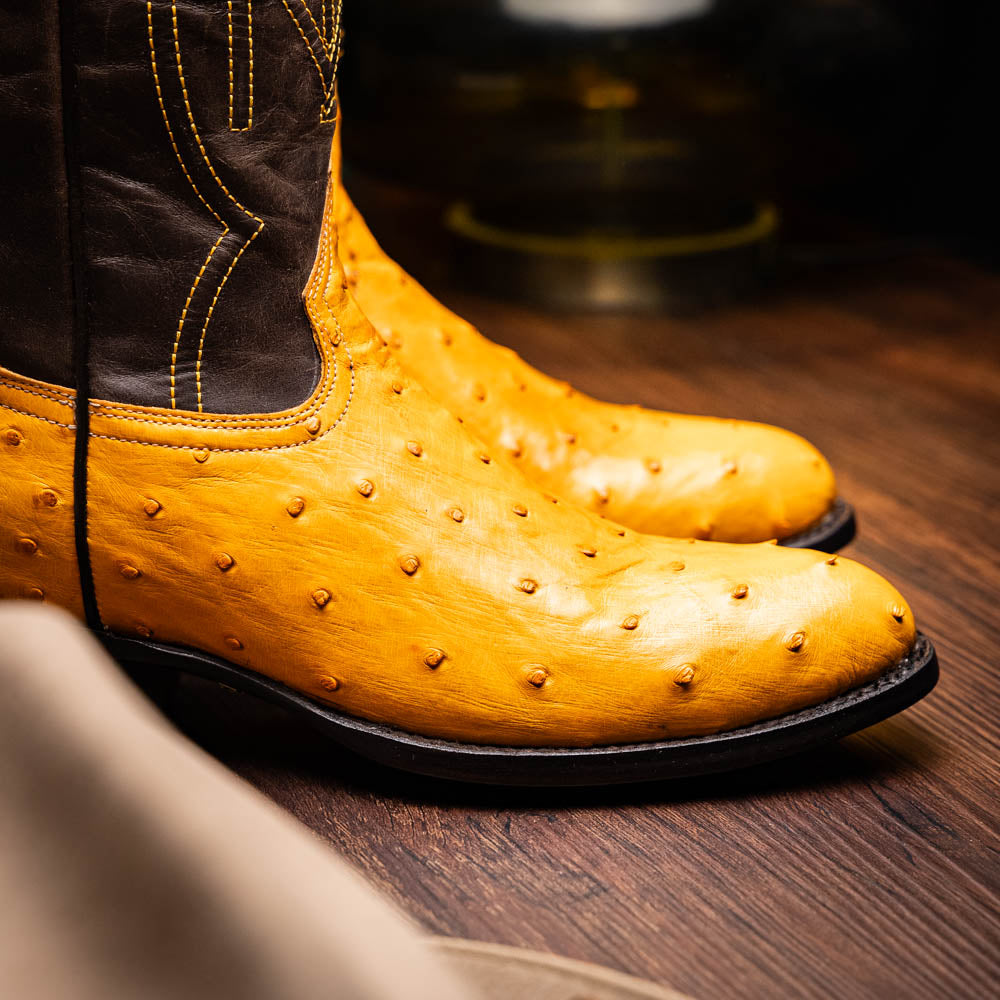 Marco Di Milano Savannah Ostrich Quill Round Toe Cowboy Boot Buttercup