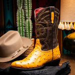 Marco Di Milano Savannah Ostrich Quill Round Toe Cowboy Boot Buttercup