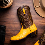 Marco Di Milano Savannah Ostrich Quill Round Toe Cowboy Boot Buttercup