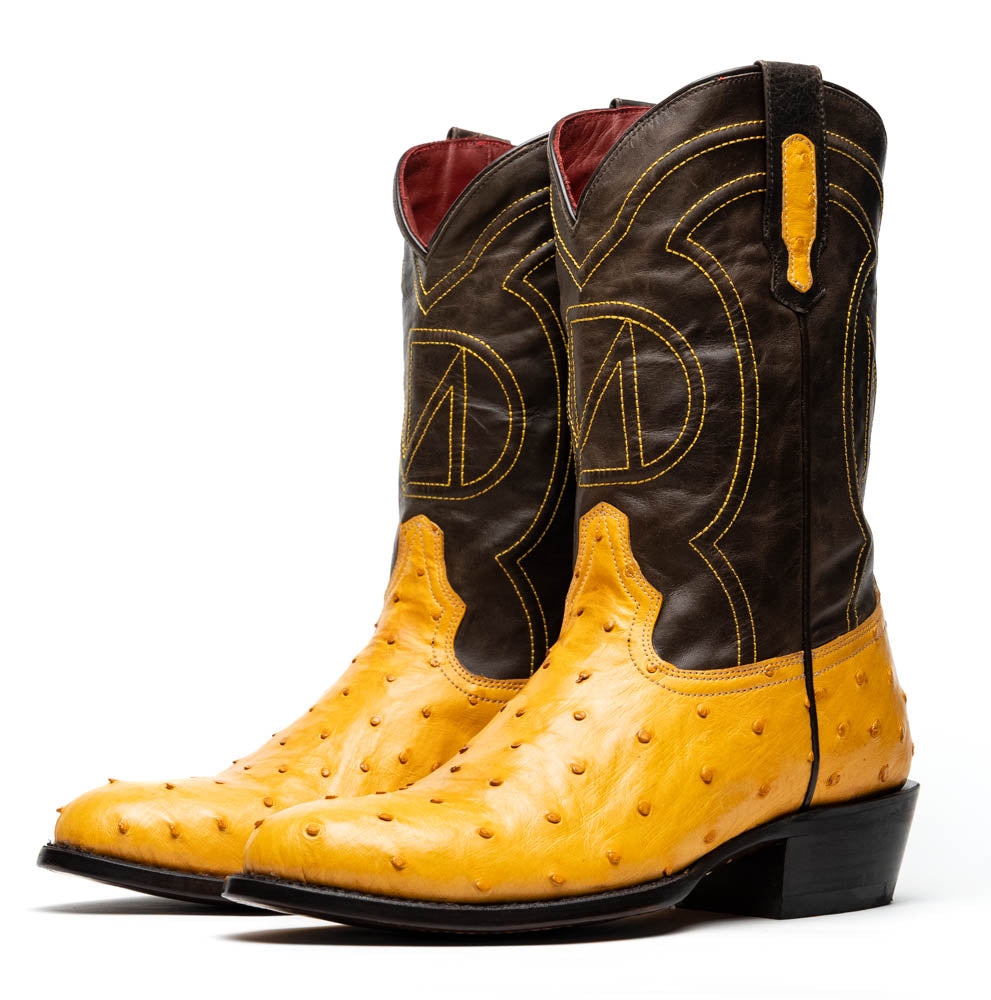 Marco Di Milano Savannah Ostrich Quill Round Toe Cowboy Boot Buttercup