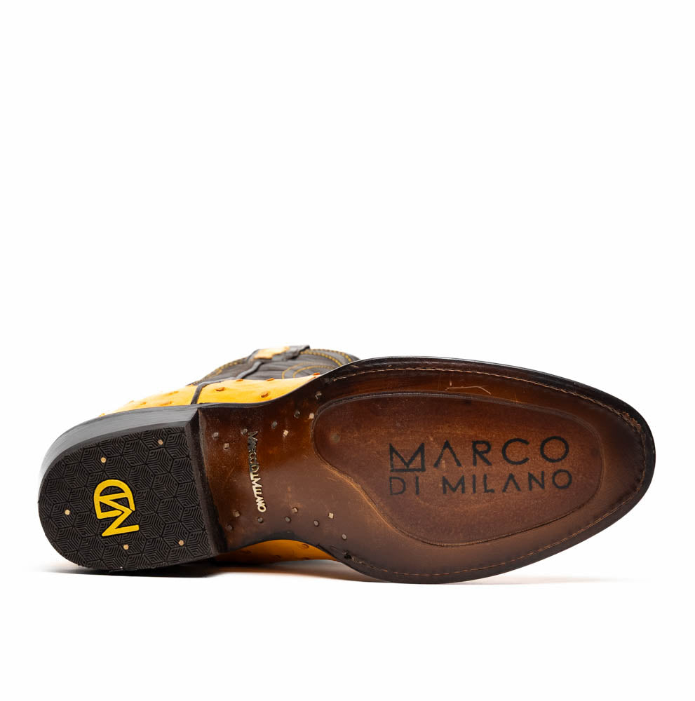 Marco Di Milano Savannah Ostrich Quill Round Toe Cowboy Boot Buttercup