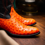 Marco Di Milano Savannah Ostrich Quill Round Toe Cowboy Boot Orange