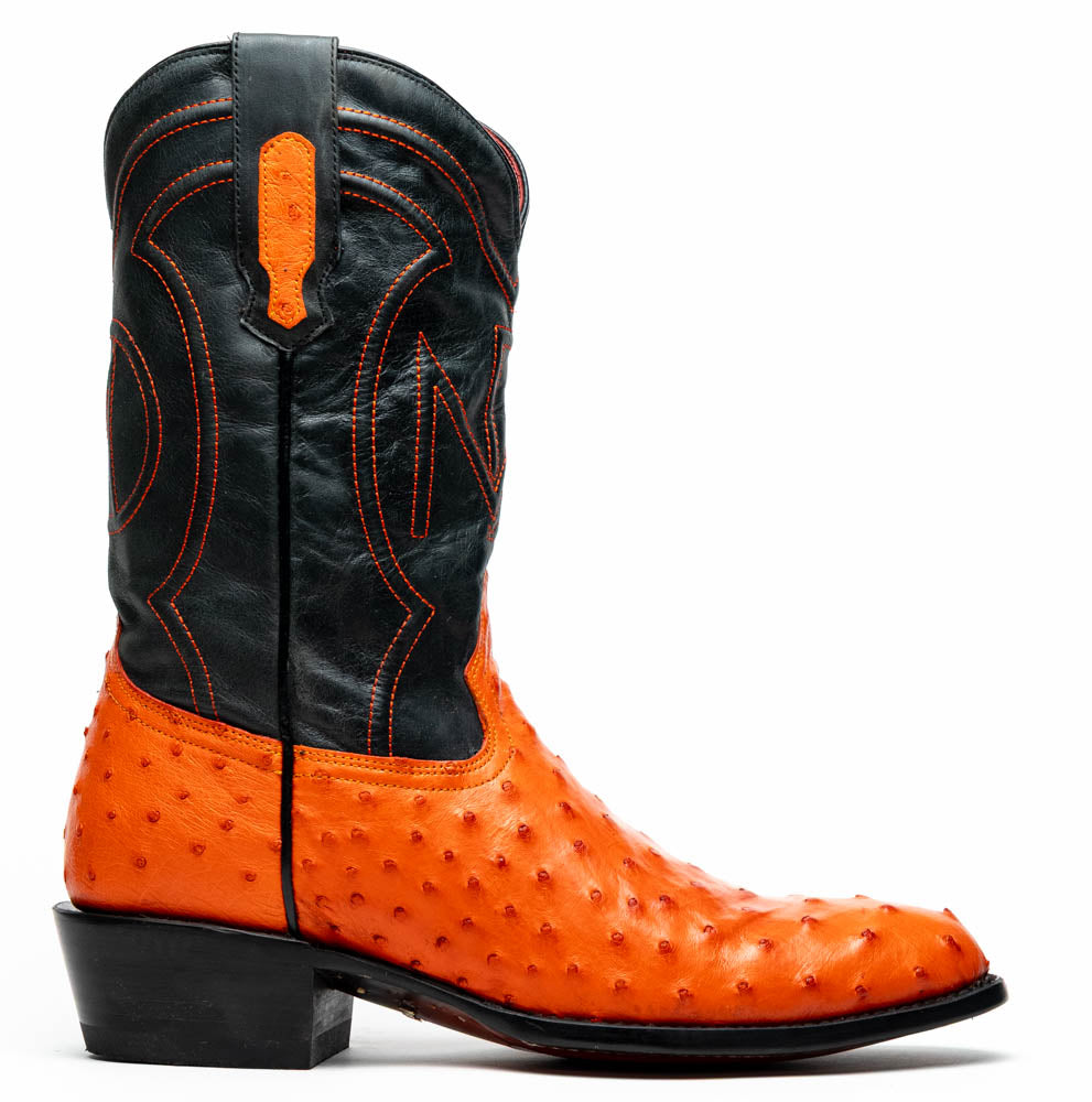 Marco Di Milano Savannah Ostrich Quill Round Toe Cowboy Boot Orange