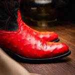 Marco Di Milano Savannah Ostrich Quill Round Toe Cowboy Boot Red
