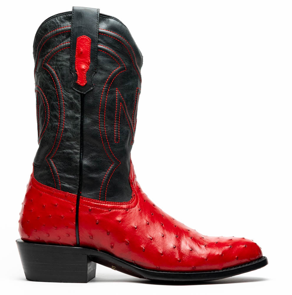 Marco Di Milano Savannah Ostrich Quill Round Toe Cowboy Boot Red