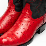 Marco Di Milano Savannah Ostrich Quill Round Toe Cowboy Boot Red