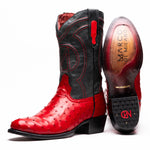Marco Di Milano Savannah Ostrich Quill Round Toe Cowboy Boot Red