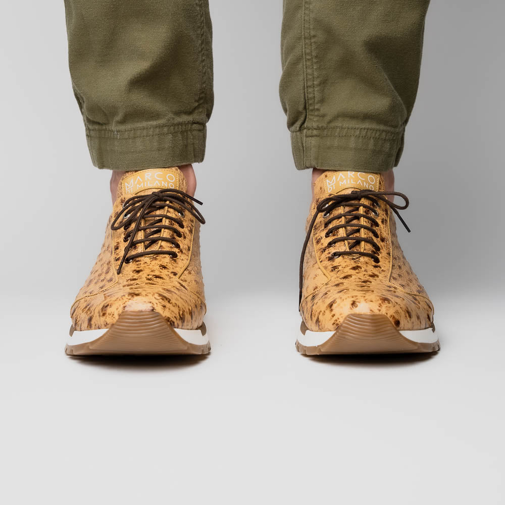 Marco Di Milano Scanno Ostrich Quill Sneakers Antique Orix