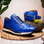 Marco Di Milano Scanno Ostrich Quill Sneakers Electric Blue