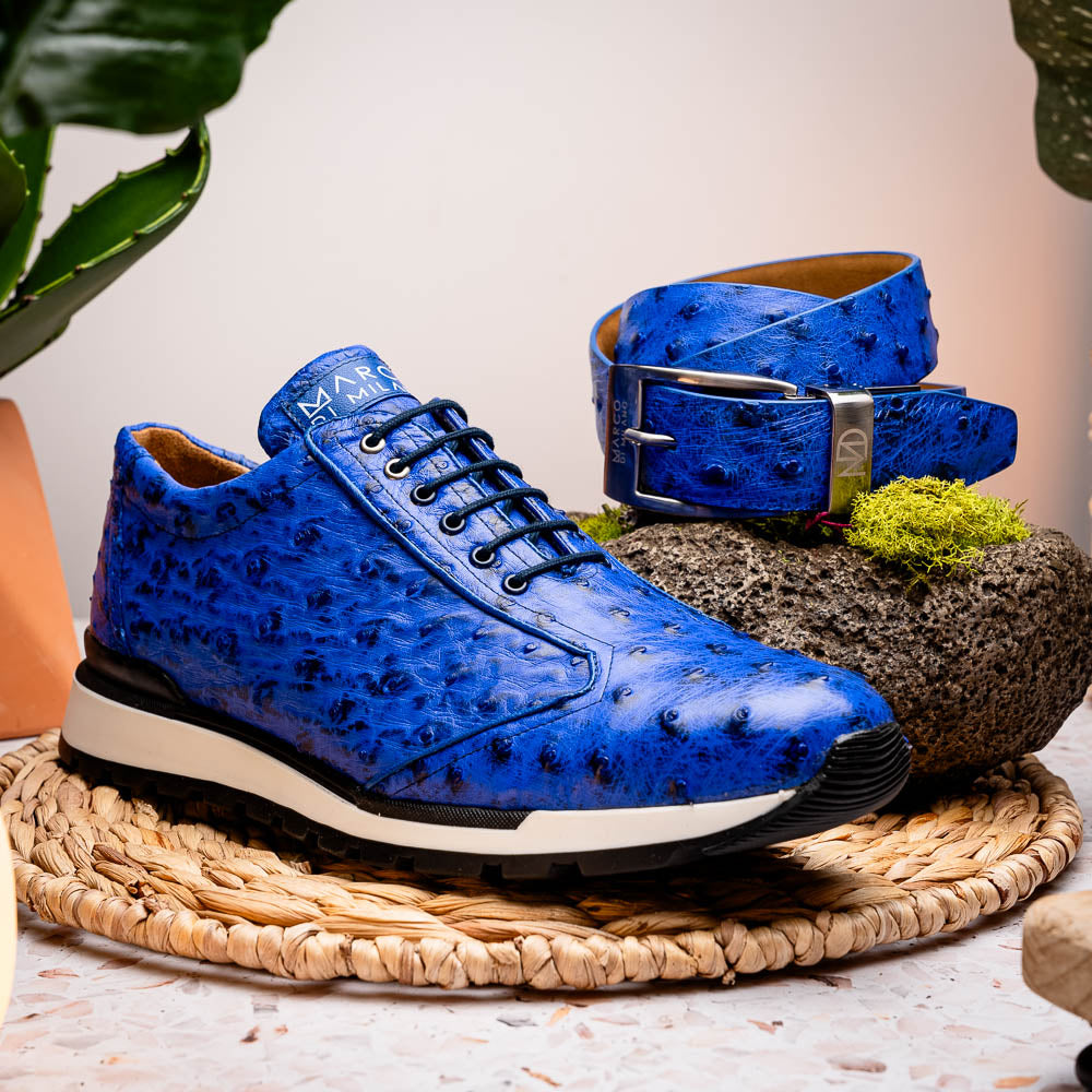 Marco Di Milano Scanno Ostrich Quill Sneakers Electric Blue
