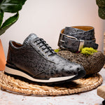 Marco Di Milano Scanno Ostrich Quill Sneakers Antique Grey