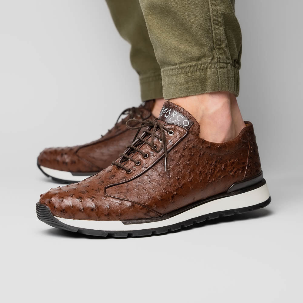 Marco Di Milano Scanno Ostrich Quill Sneakers Brown