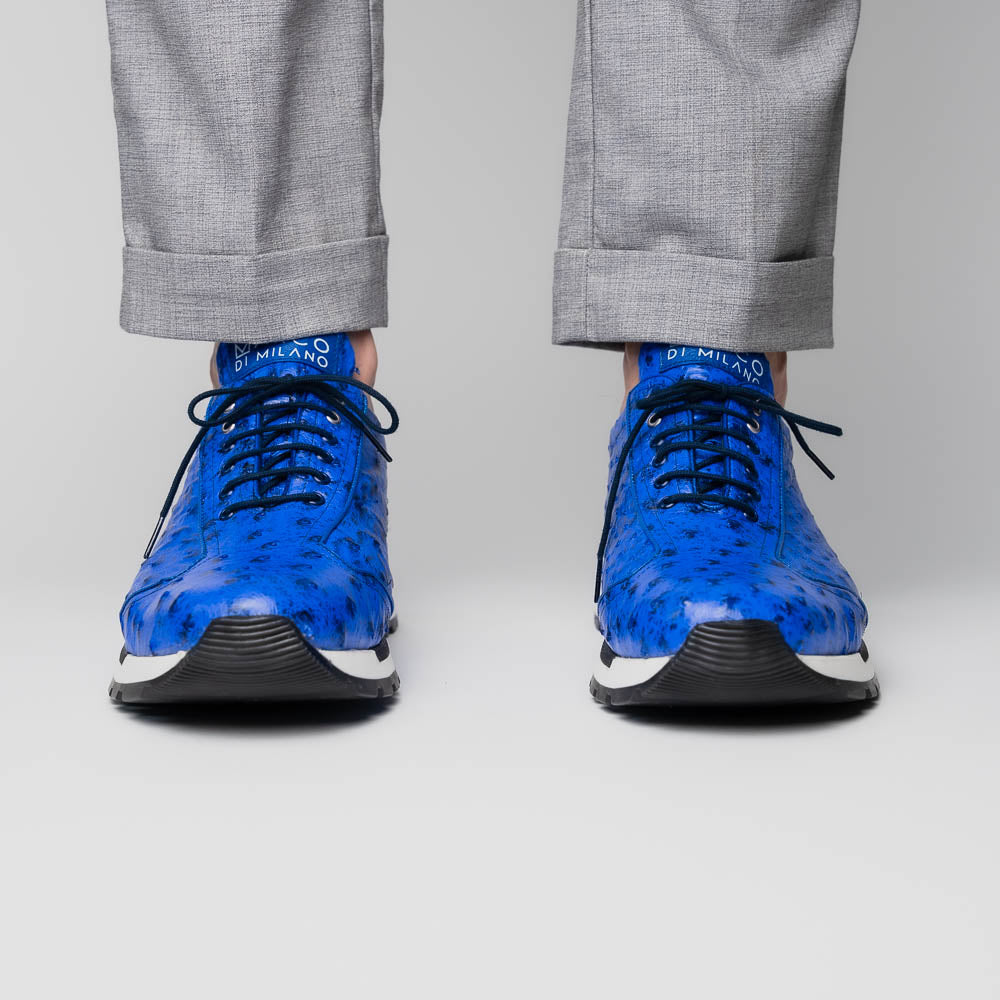 Marco Di Milano Scanno Ostrich Quill Sneakers Electric Blue