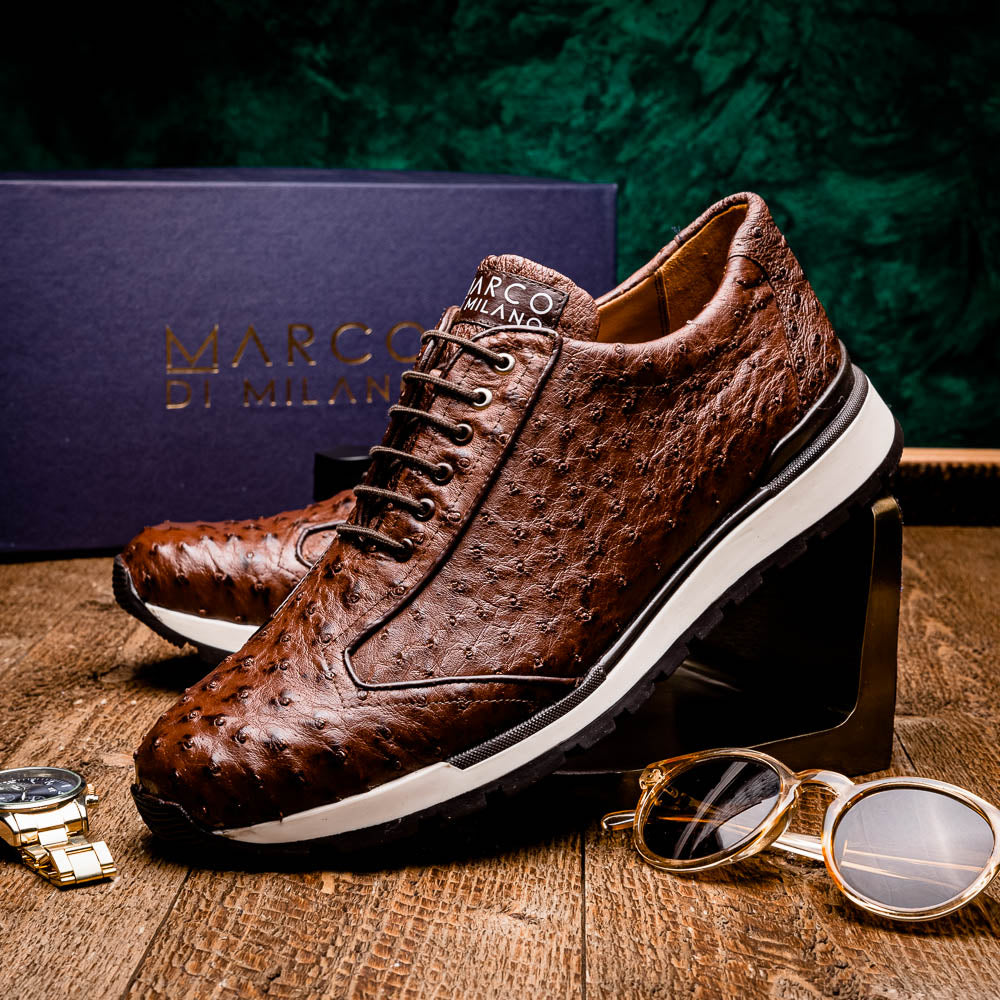 Marco Di Milano Scanno Ostrich Quill Sneakers Brown