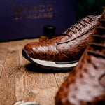 Marco Di Milano Scanno Ostrich Quill Sneakers Brown