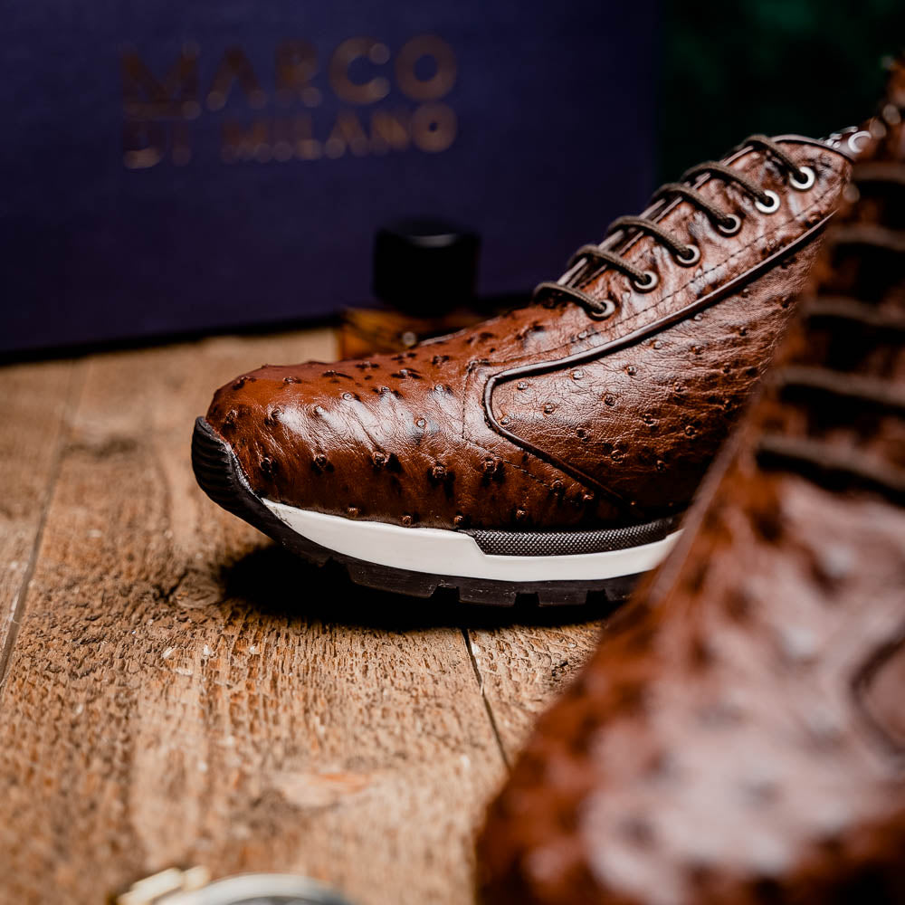 Marco Di Milano Scanno Ostrich Quill Sneakers Brown