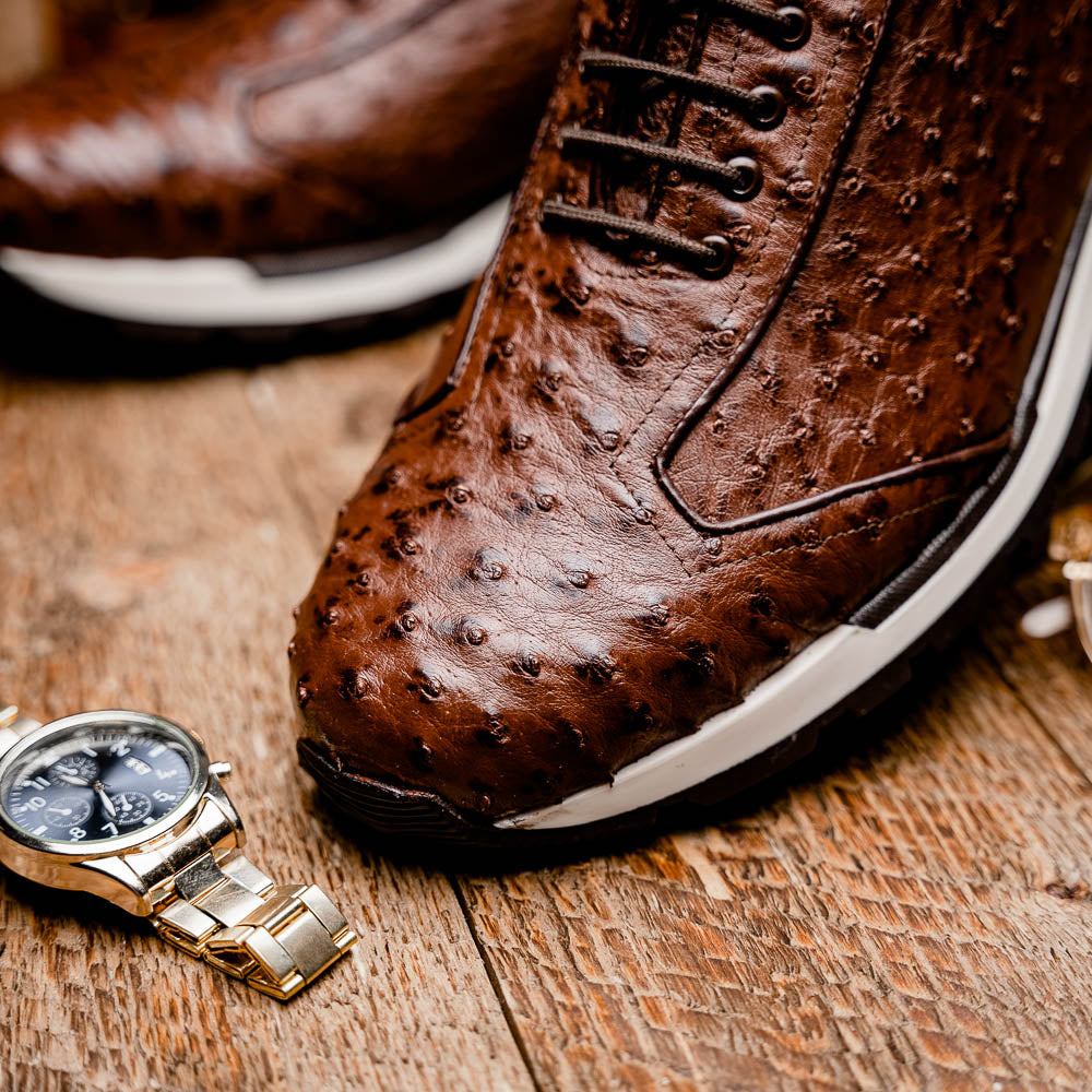 Marco Di Milano Scanno Ostrich Quill Sneakers Brown