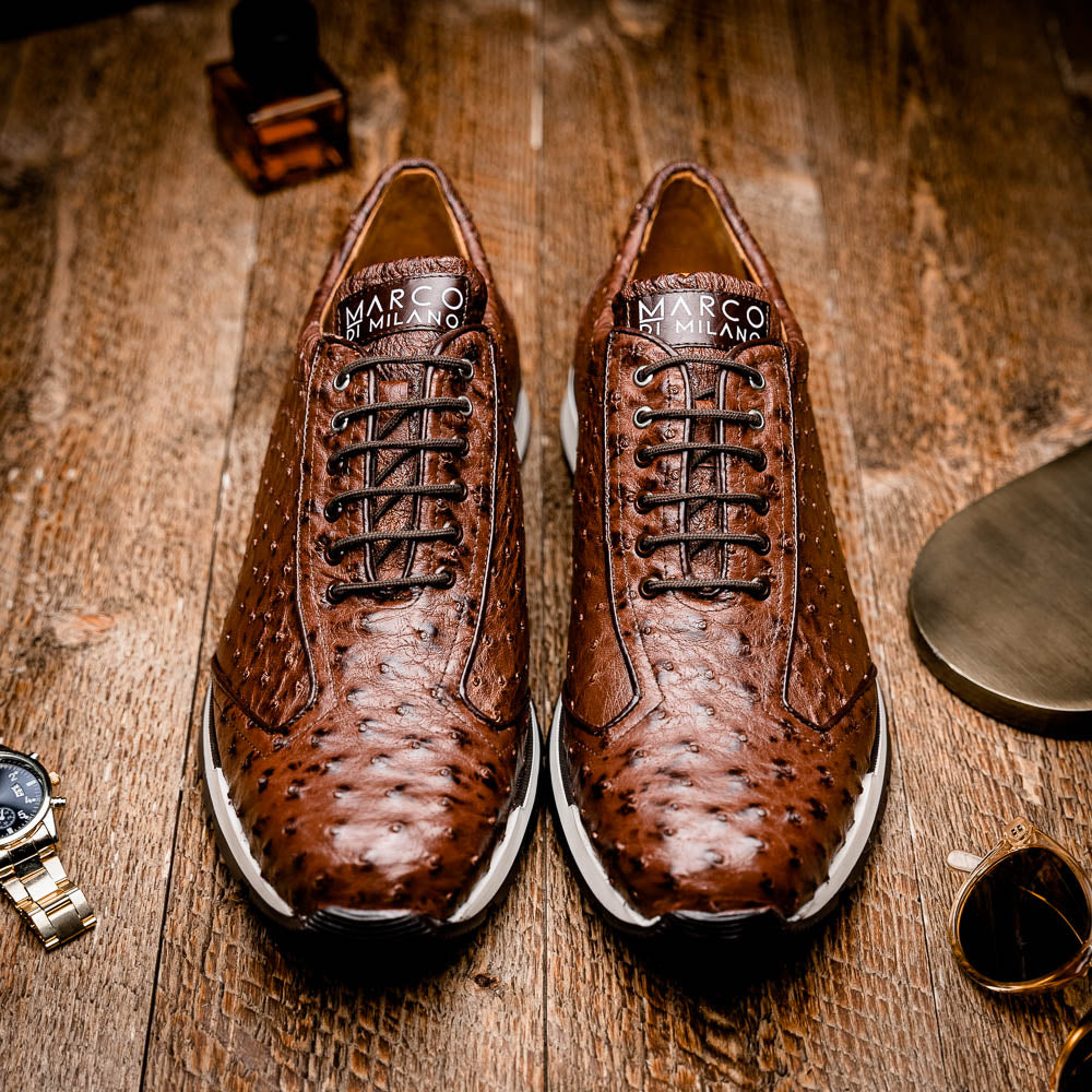 Marco Di Milano Scanno Ostrich Quill Sneakers Brown