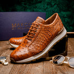 Marco Di Milano Scanno Ostrich Quill Sneakers Antique Cognac
