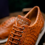 Marco Di Milano Scanno Ostrich Quill Sneakers Antique Cognac
