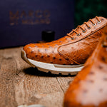 Marco Di Milano Scanno Ostrich Quill Sneakers Antique Cognac