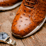 Marco Di Milano Scanno Ostrich Quill Sneakers Antique Cognac