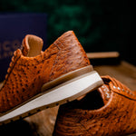 Marco Di Milano Scanno Ostrich Quill Sneakers Antique Cognac
