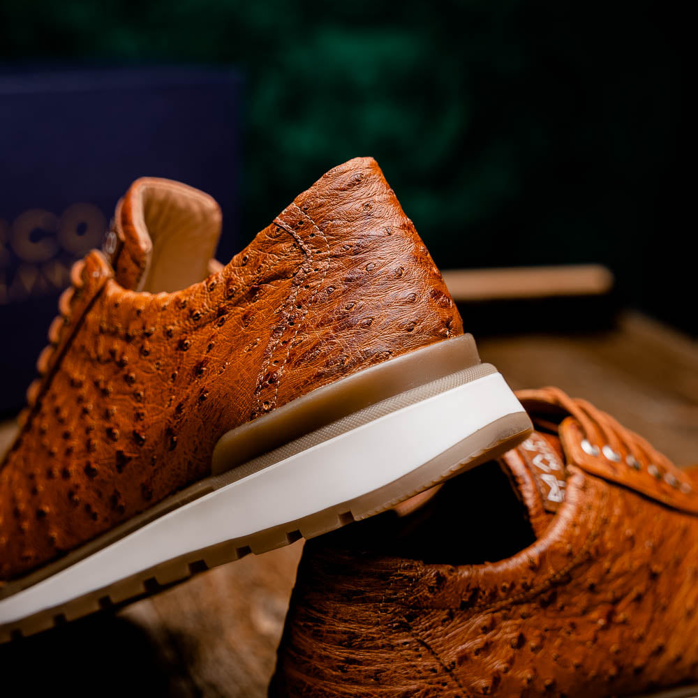 Marco Di Milano Scanno Ostrich Quill Sneakers Antique Cognac