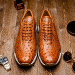 Marco Di Milano Scanno Ostrich Quill Sneakers Antique Cognac