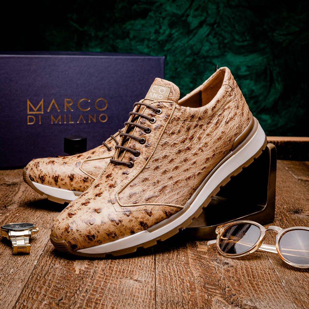 Marco Di Milano Scanno Ostrich Quill Sneakers Antique Orix
