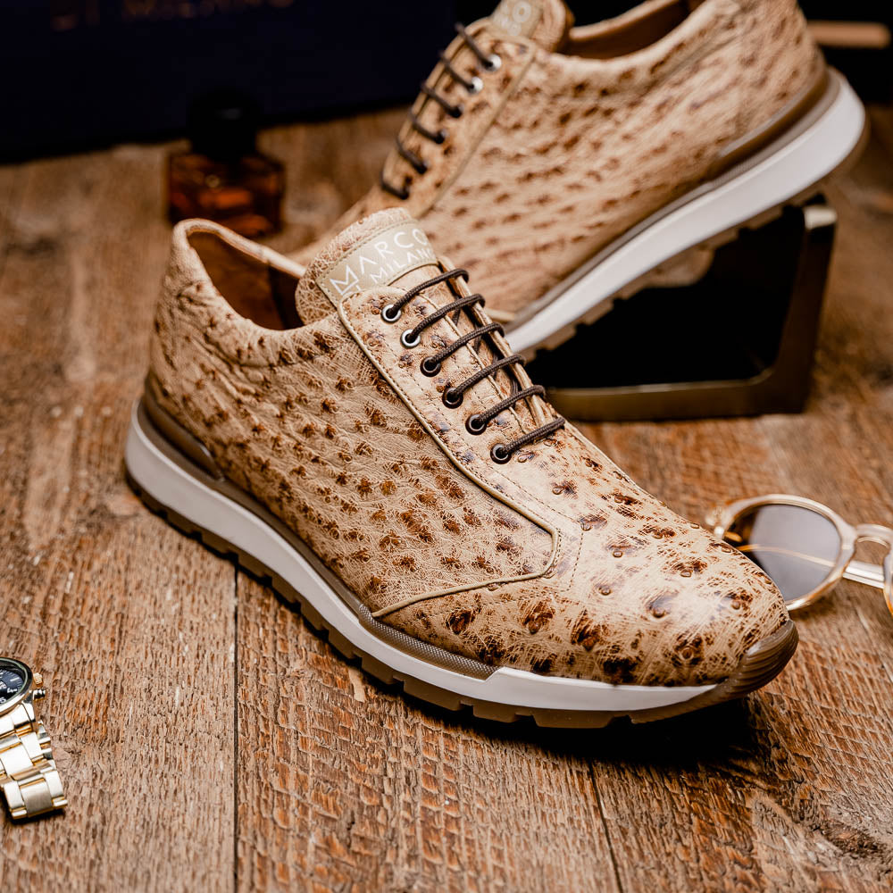 Marco Di Milano Scanno Ostrich Quill Sneakers Antique Orix