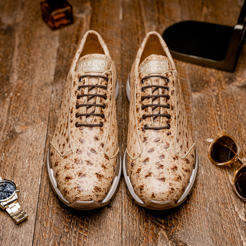 Marco Di Milano Scanno Ostrich Quill Sneakers Antique Orix