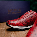 Marco Di Milano Scanno Ostrich Quill Sneakers Antique Red