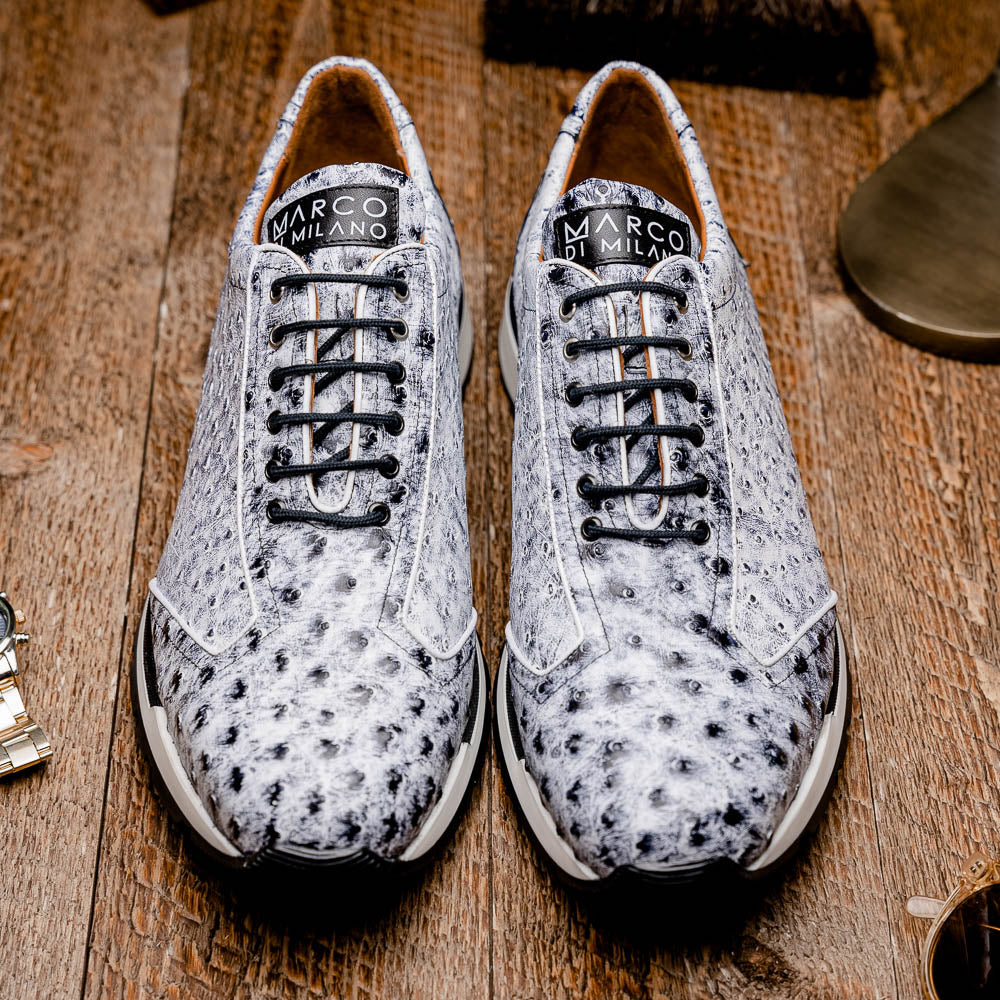 Marco Di Milano Scanno Ostrich Quill Sneakers Antique Newspaper