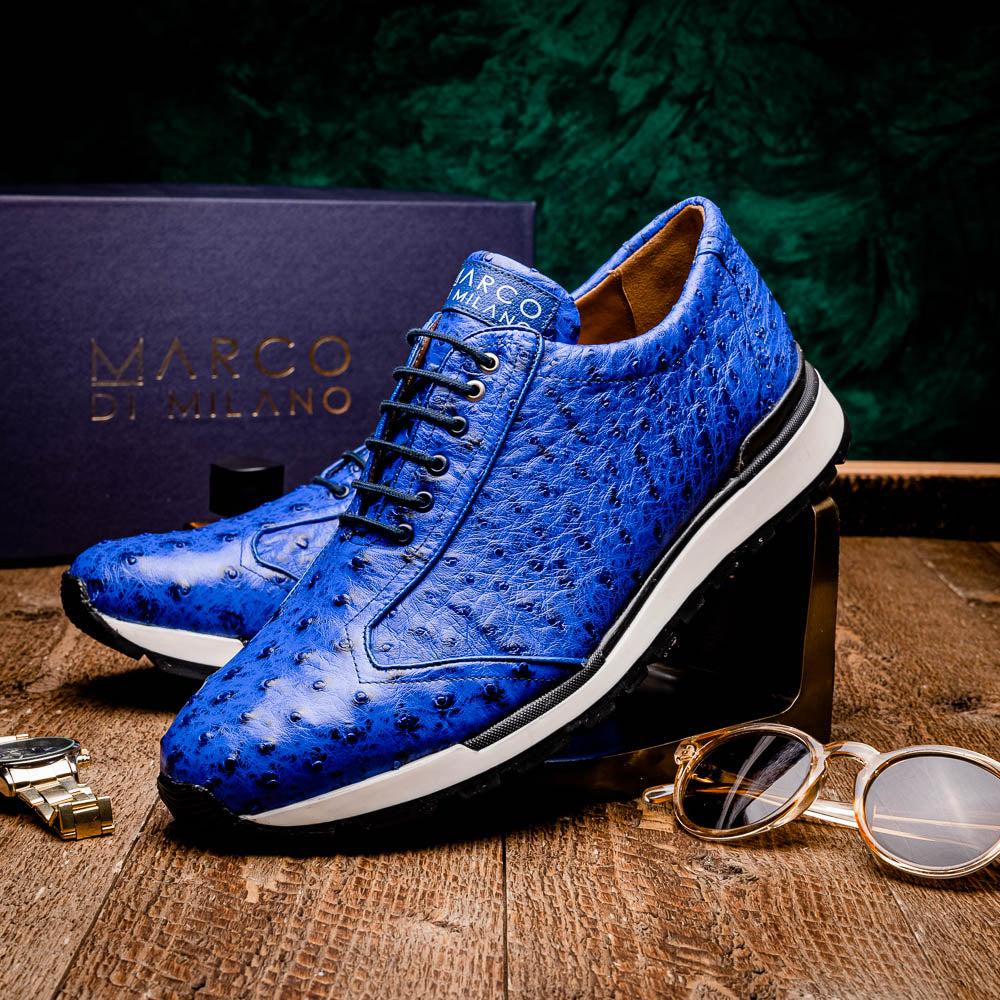 Marco Di Milano Scanno Ostrich Quill Sneakers Electric Blue