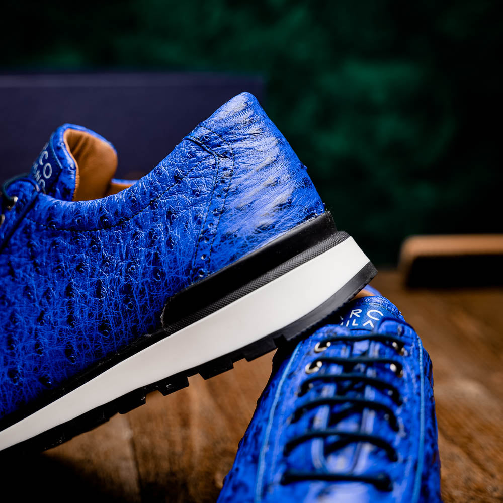 Marco Di Milano Scanno Ostrich Quill Sneakers Electric Blue