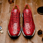 Marco Di Milano Scanno Ostrich Quill Sneakers Antique Red