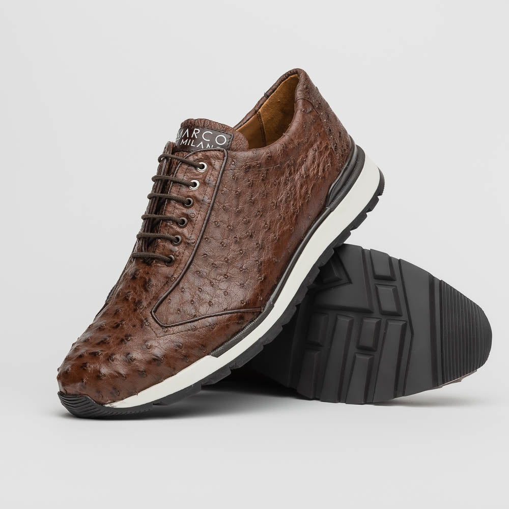 Marco Di Milano Scanno Ostrich Quill Sneakers Brown