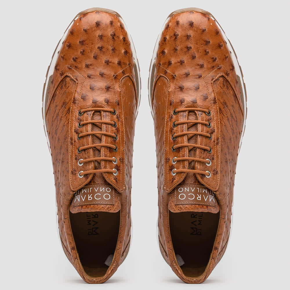 Marco Di Milano Scanno Ostrich Quill Sneakers Antique Cognac