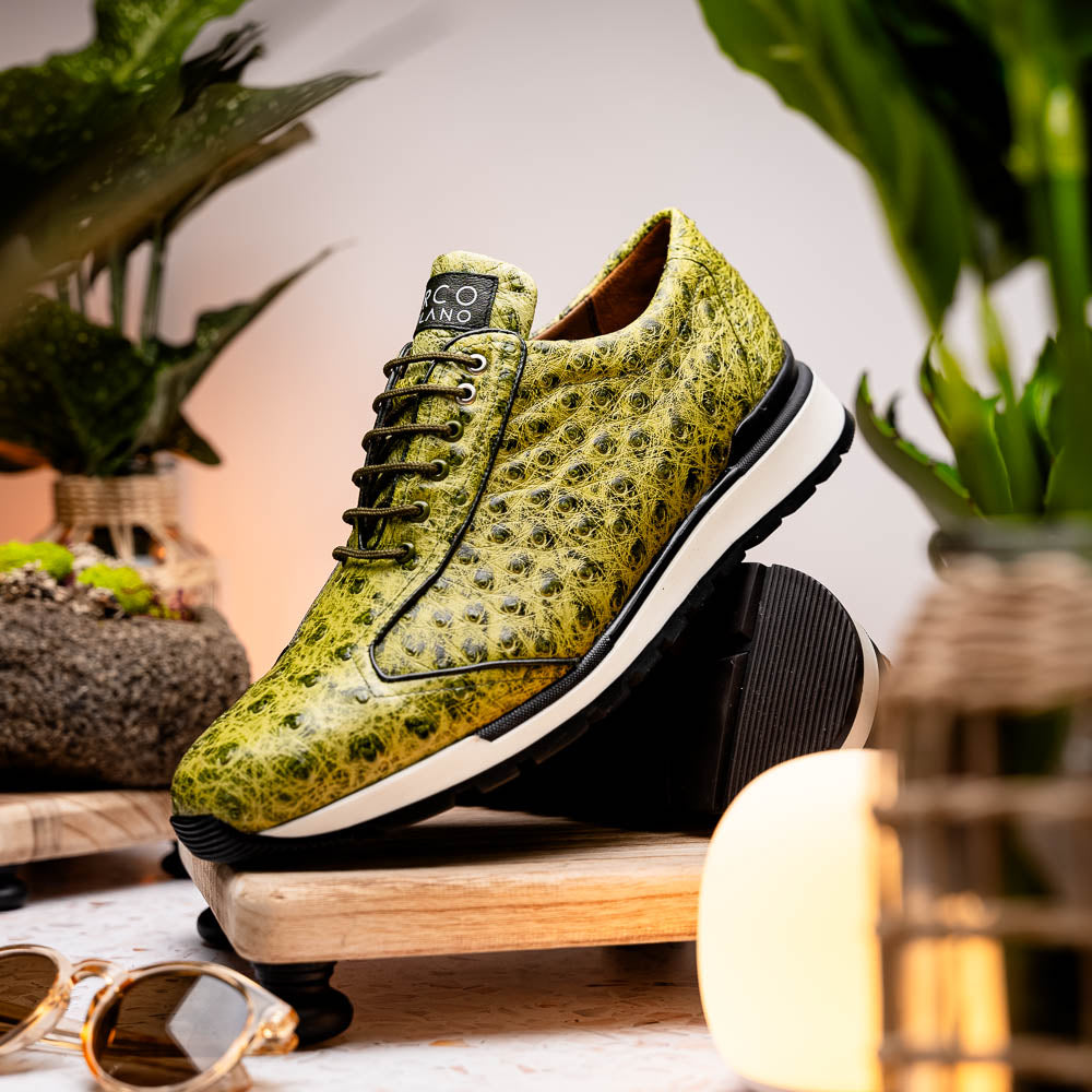 Marco Di Milano Scanno Ostrich Quill Sneakers Antique Green