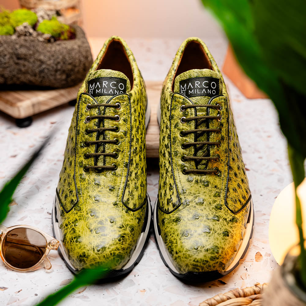 Marco Di Milano Scanno Ostrich Quill Sneakers Antique Green