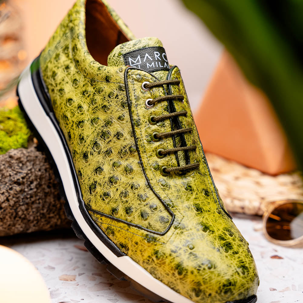 Marco Di Milano Scanno Ostrich Quill Sneakers Antique Green