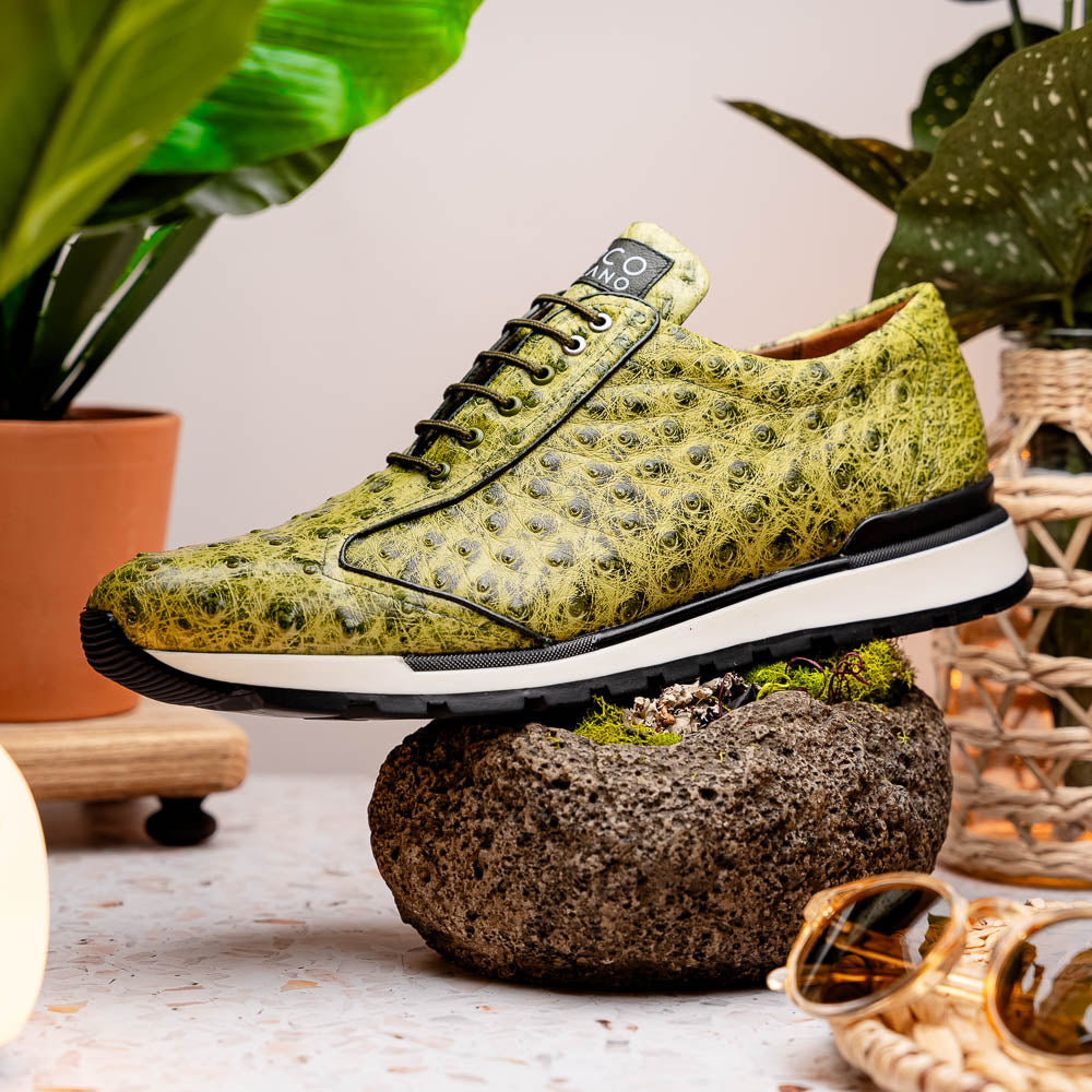 Marco Di Milano Scanno Ostrich Quill Sneakers Antique Green